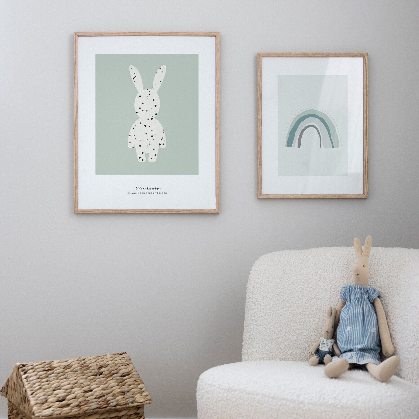 Lilla kanin prickig poster grön