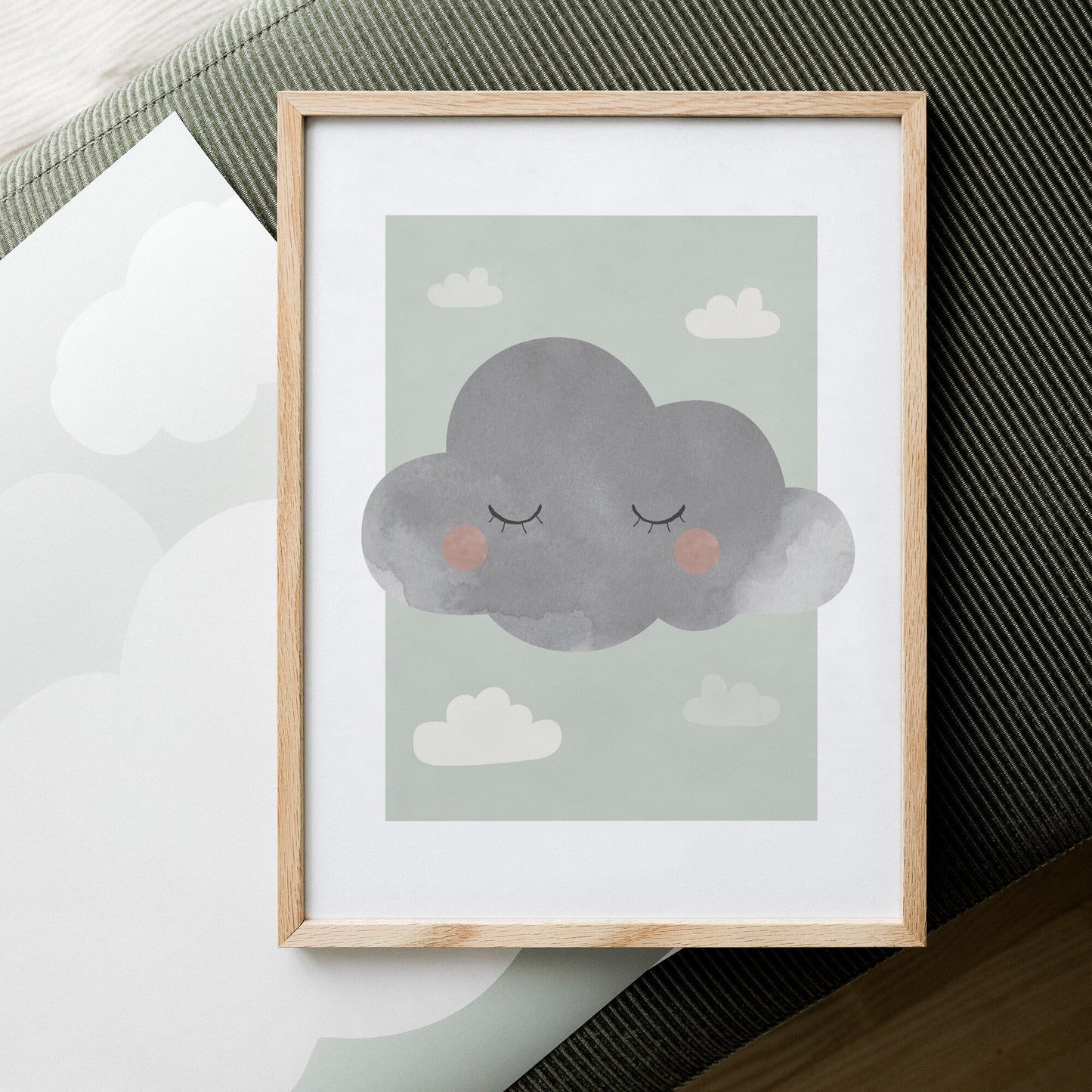 Moln i ro grön poster