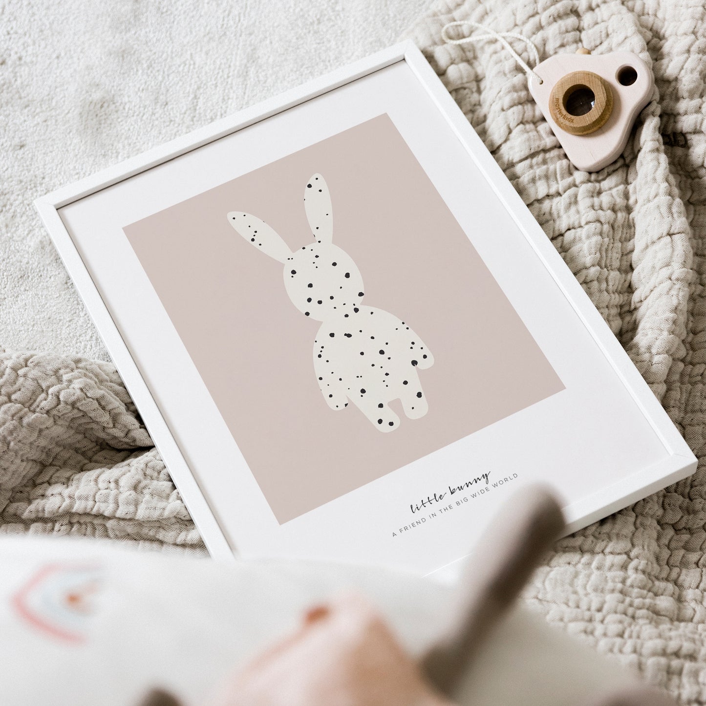 Small bunny dotted in pink poster