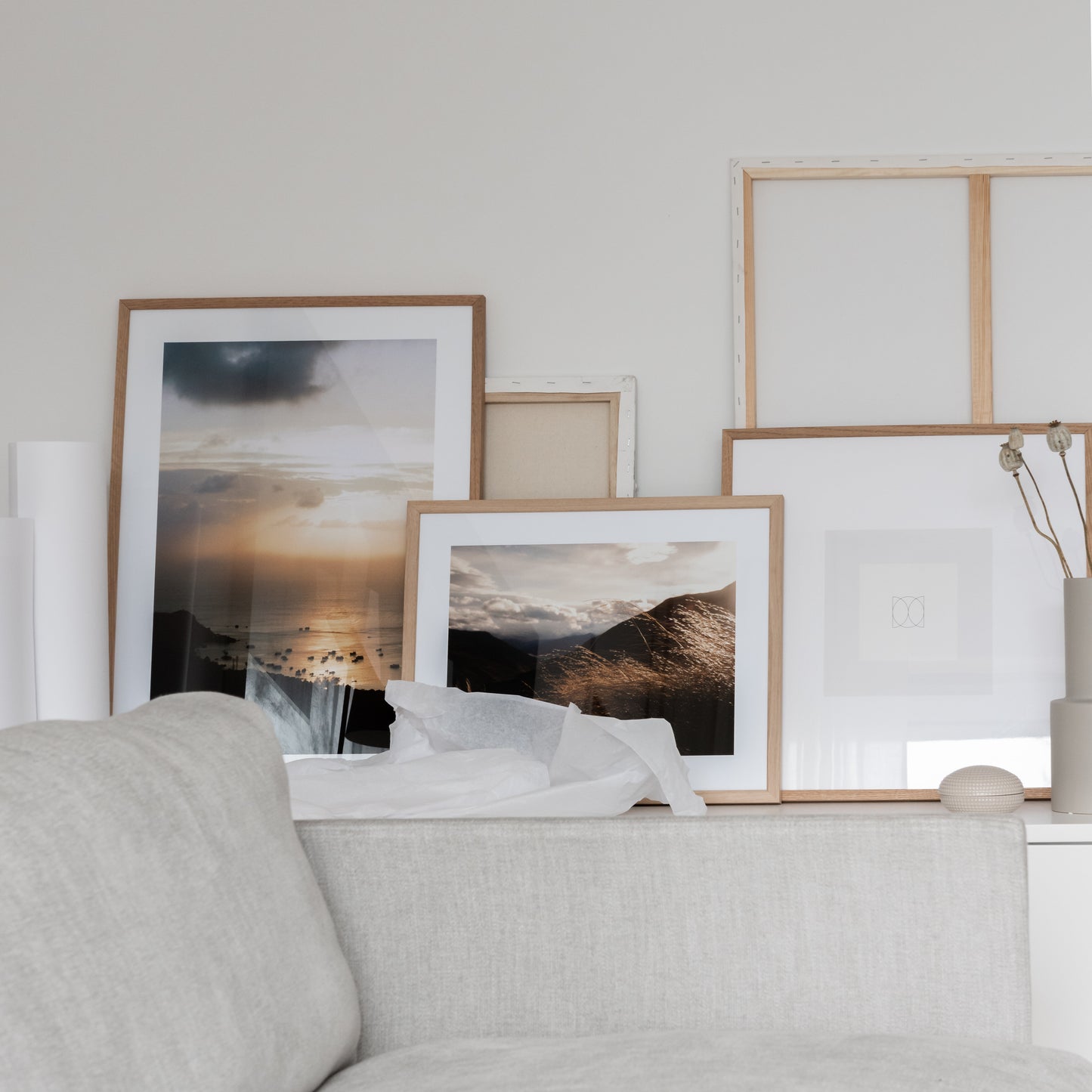 Gryning på bergstoppar poster