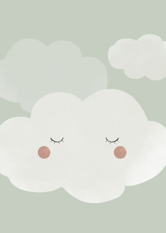 Som på moln grön poster