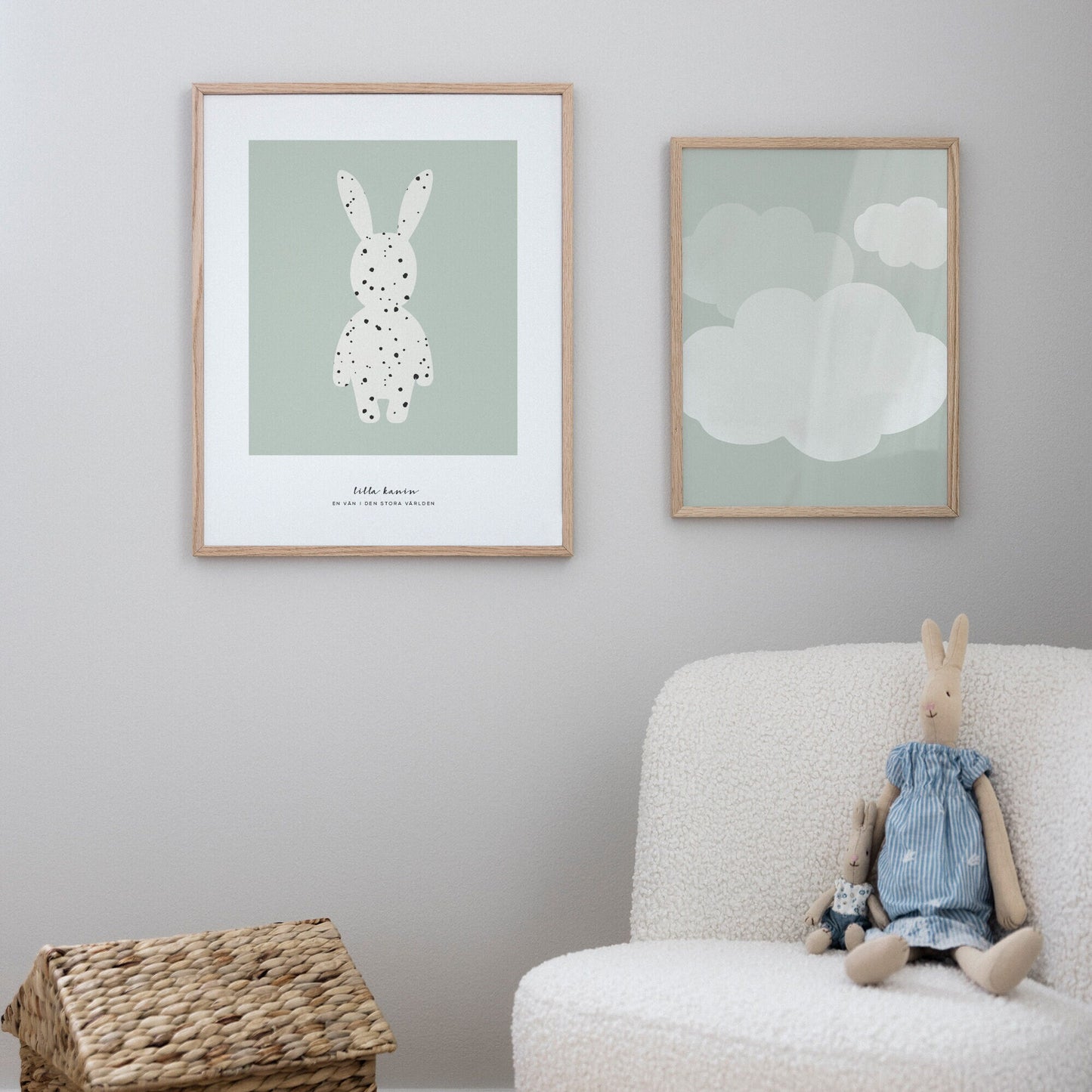 Lilla kanin prickig poster grön