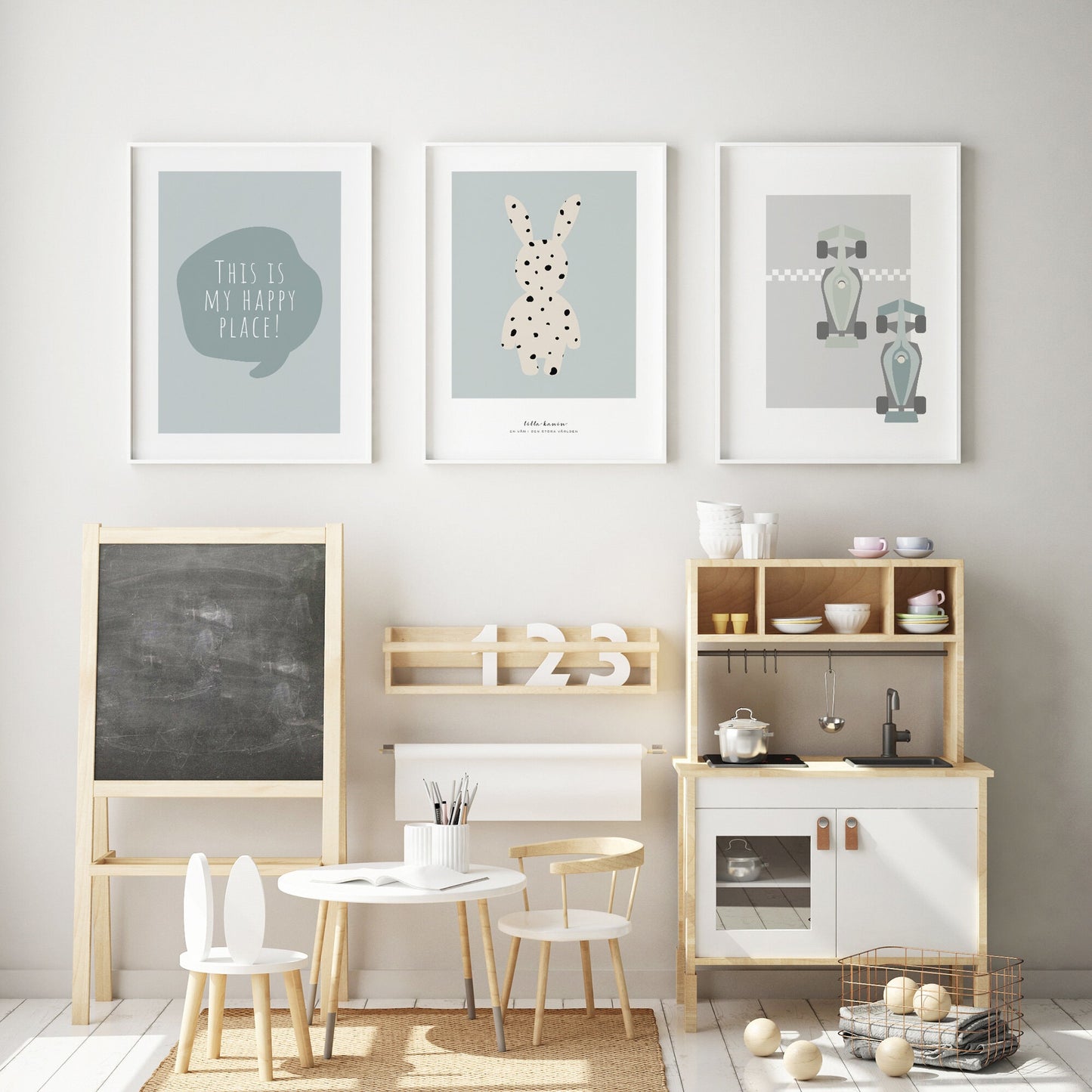 Lilla kanin fläckig poster blå