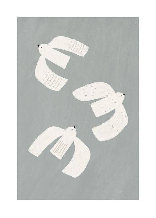 Tre små fåglar poster för barn