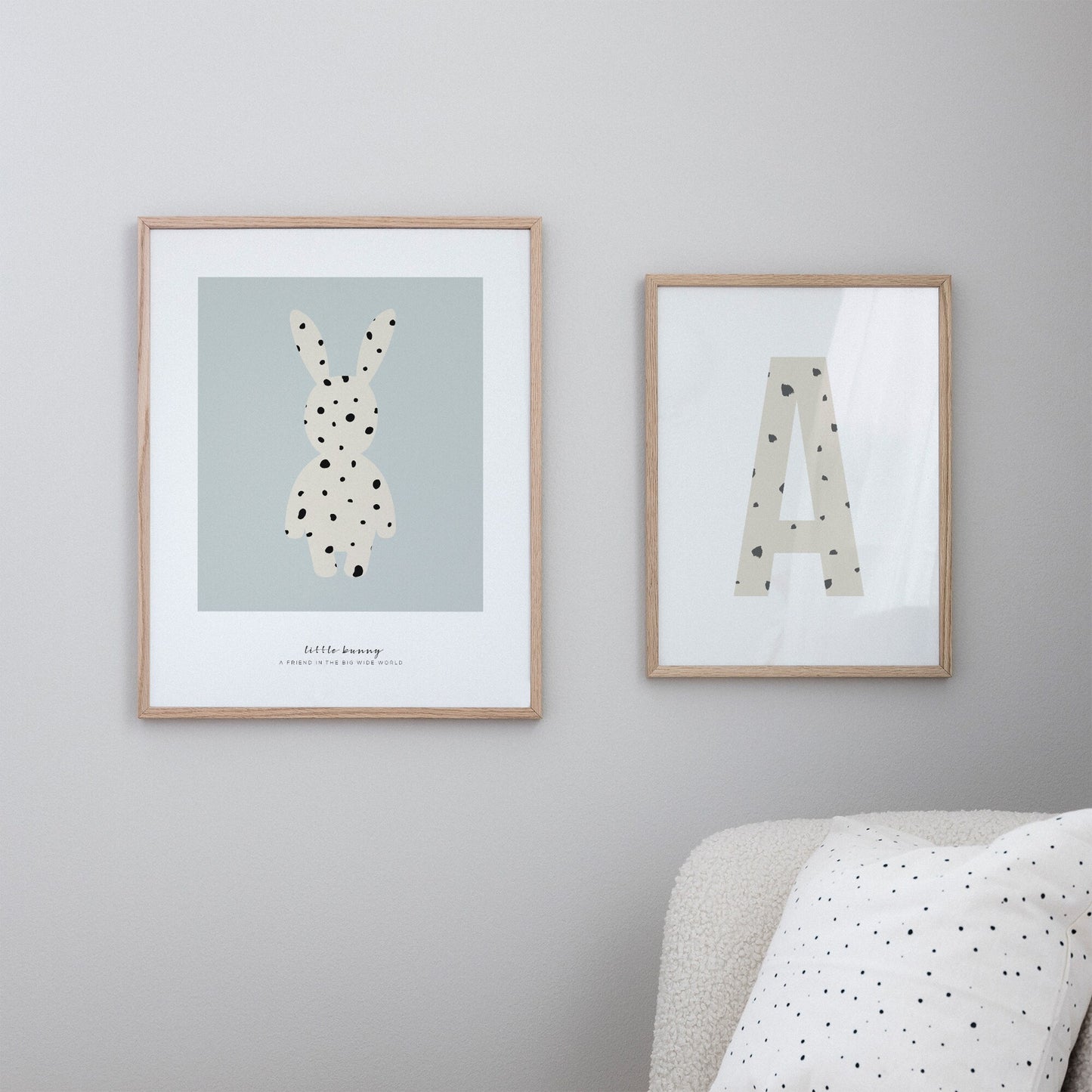 Small bunny spotted poster in blue