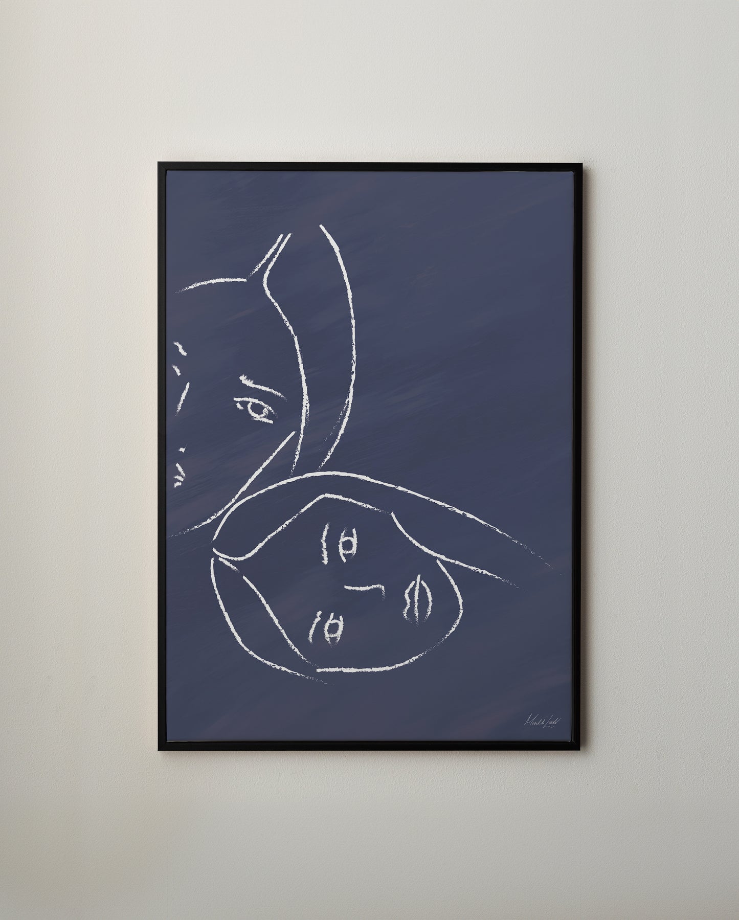 Trygghet blå canvastavla