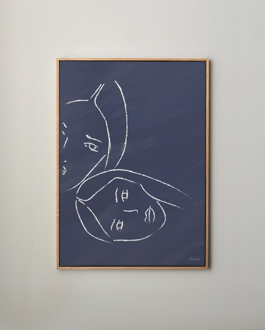 Trygghet blå canvastavla