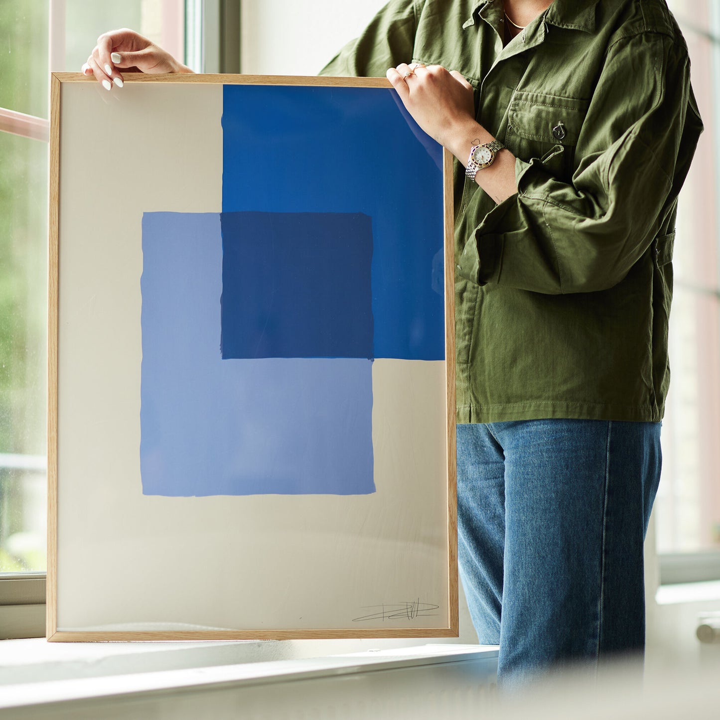 Blue squares poster